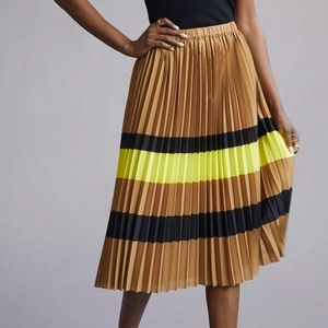 Maeve Pleated Stripe Midi Skirt (Anthropologie) Size: small